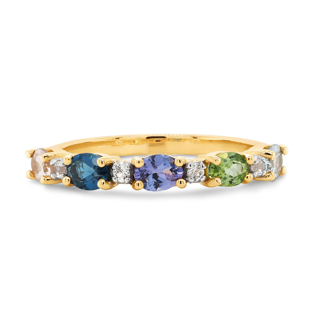 9ct Gold Alternating Mixed Gemstone Ring