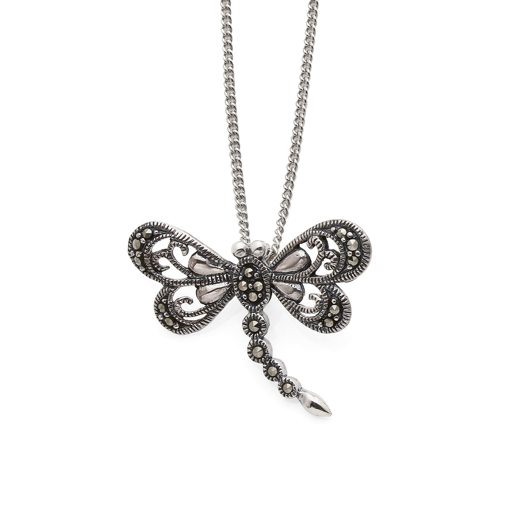 Sterling Silver Marcasite Dragonfly Pendant