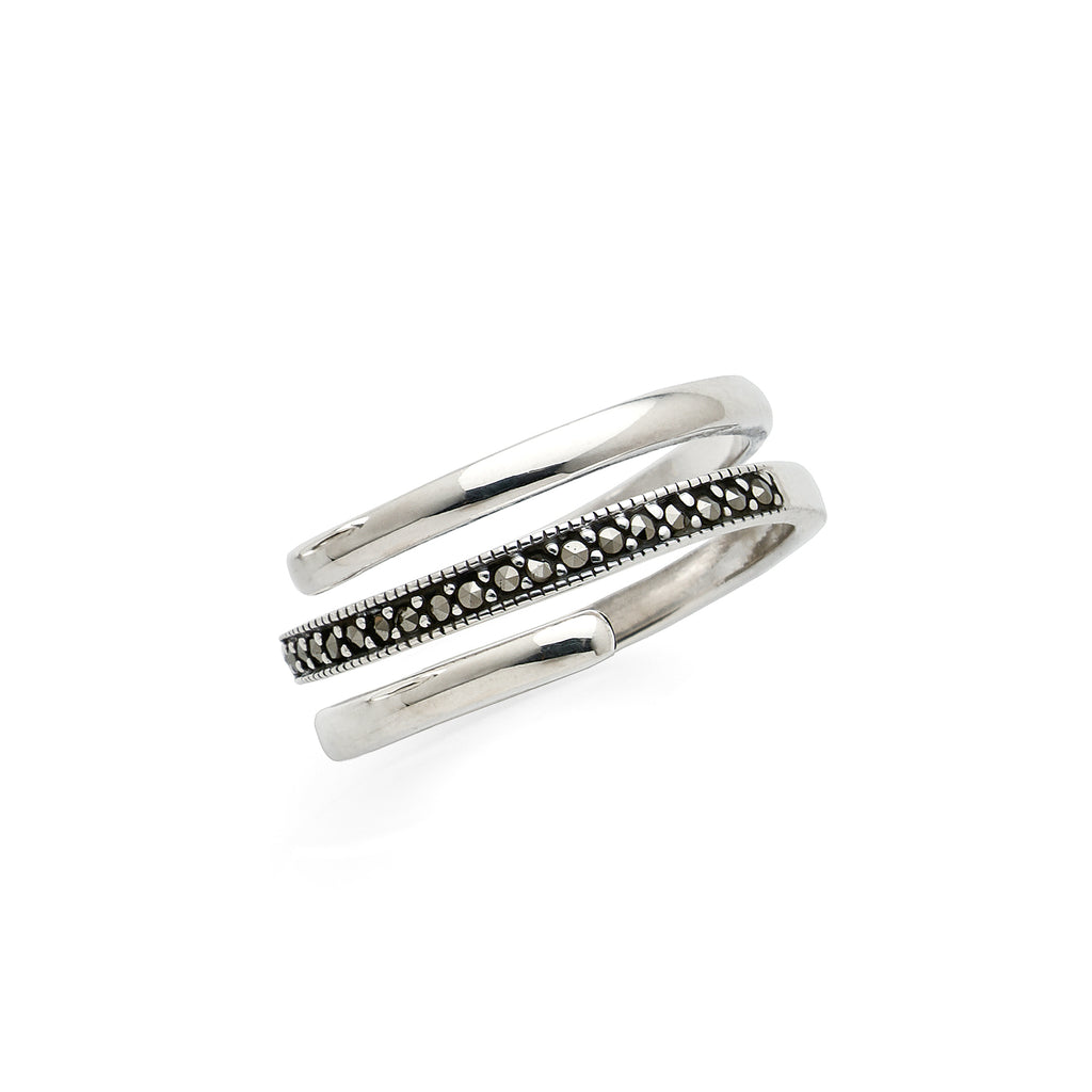 Sterling Silver Marcasite Split Spiral Ring