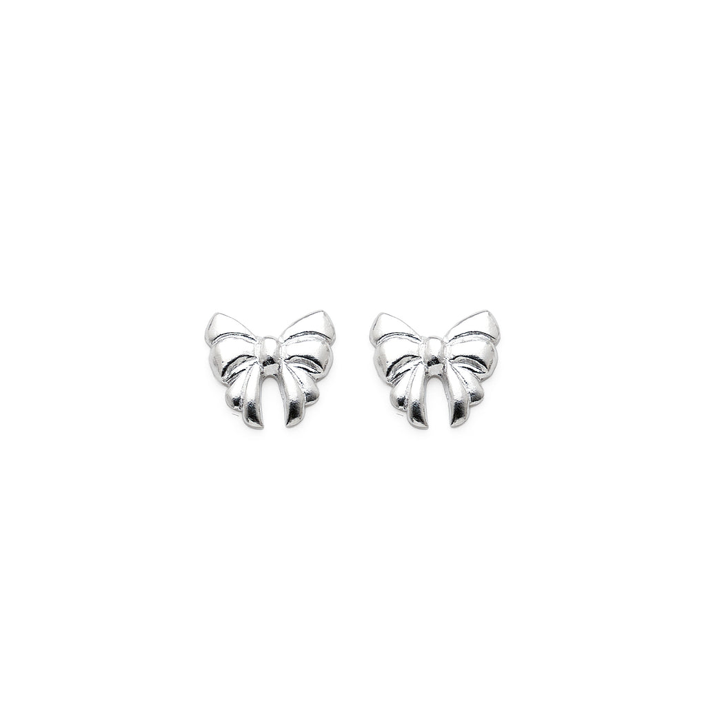 Sterling Silver Double Bow Stud Earrings