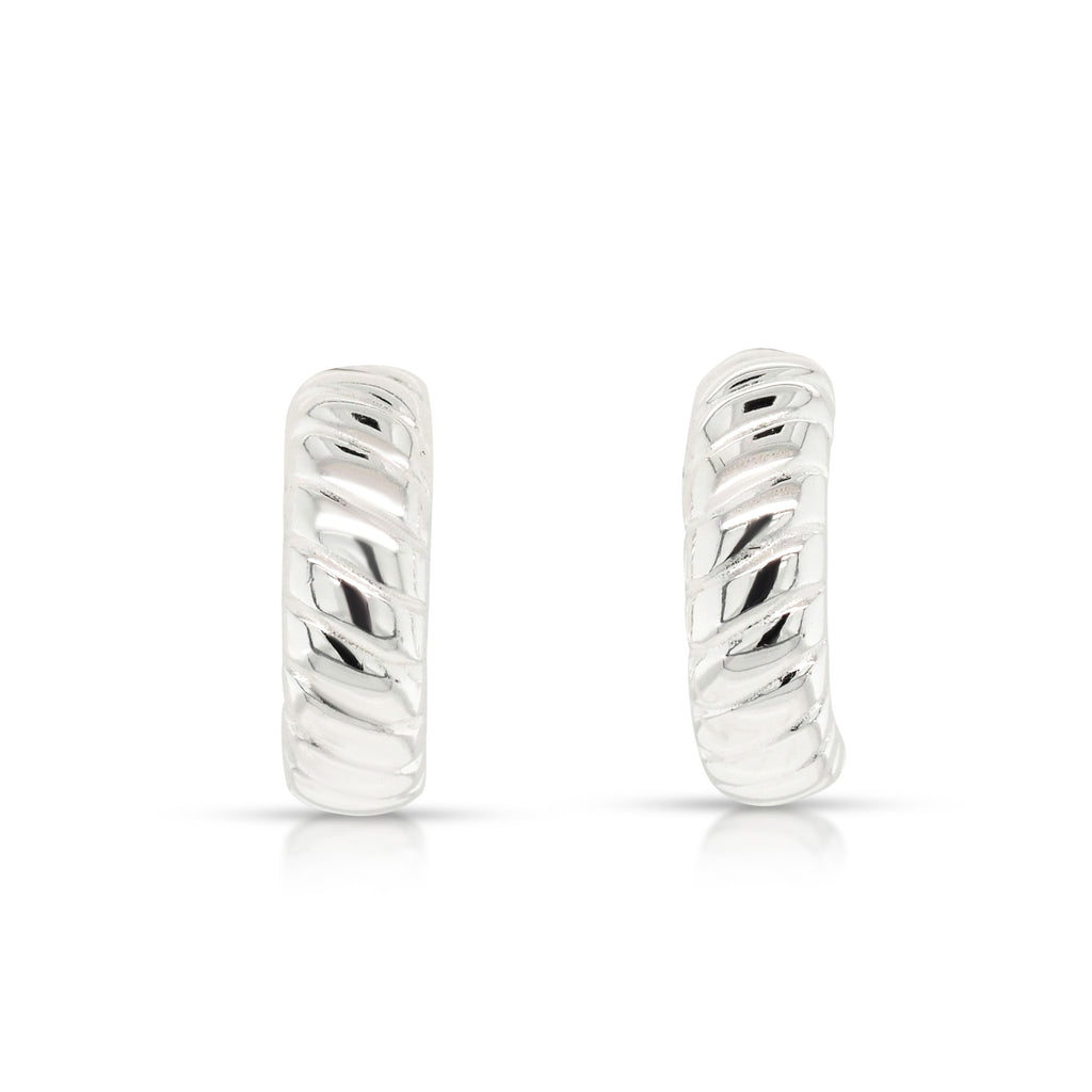 Sterling Silver Twist Half Hoop Stud Earring