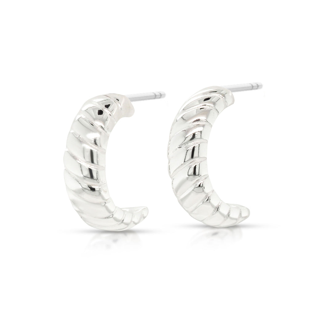 Sterling Silver Twist Half Hoop Stud Earring