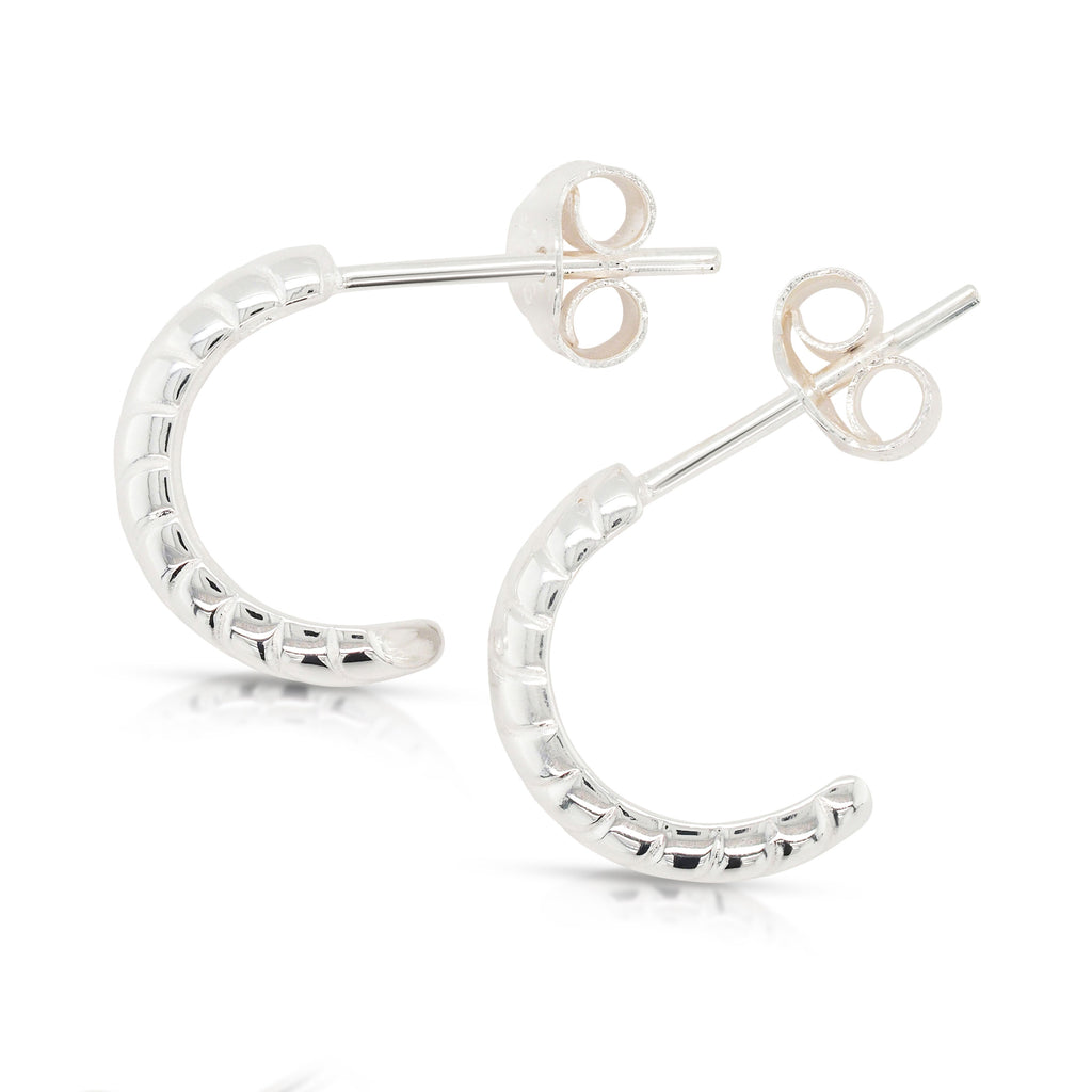 Sterling Silver Twist Half Hoop Stud Earring