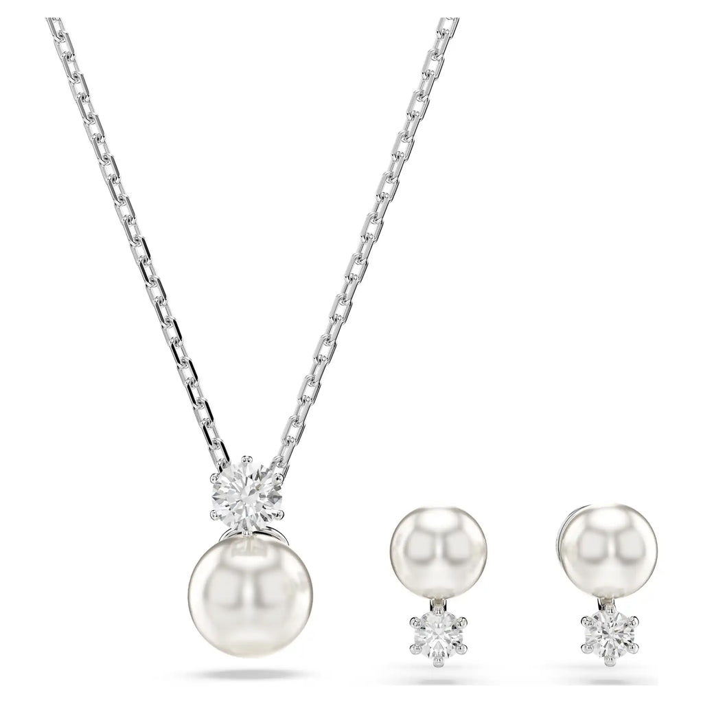 Swarovski Matrix & Pearl Pendant & Stud Earring Set 5689624