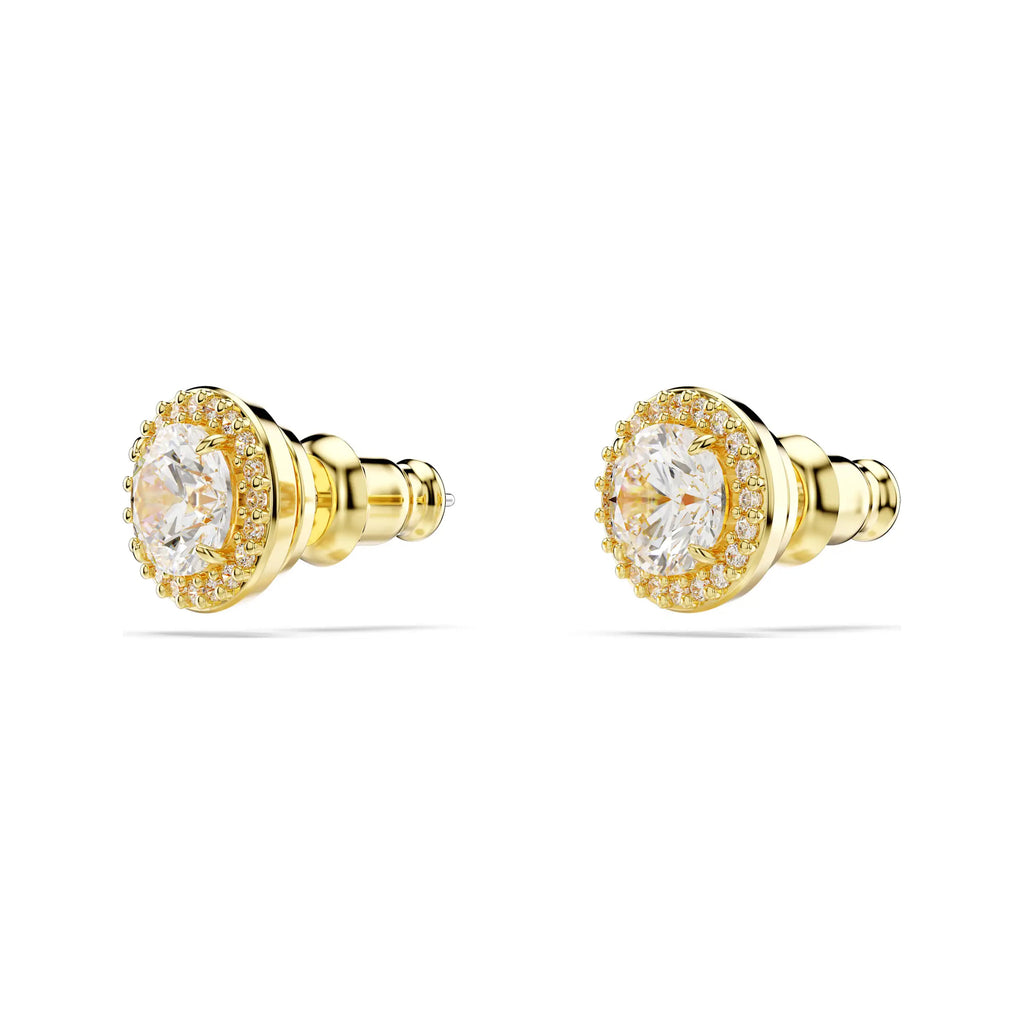 Swarovski Una Gold Tone Round Crystal Halo Stud Earrings 568