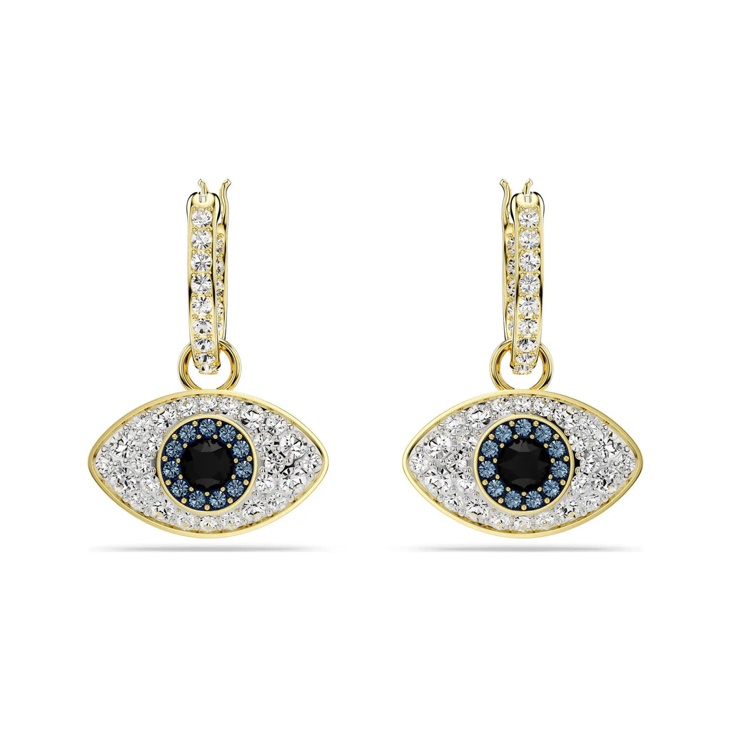 Swarovski Symbolica Evil Eye Gold Tone Crystal Hoop Earrings