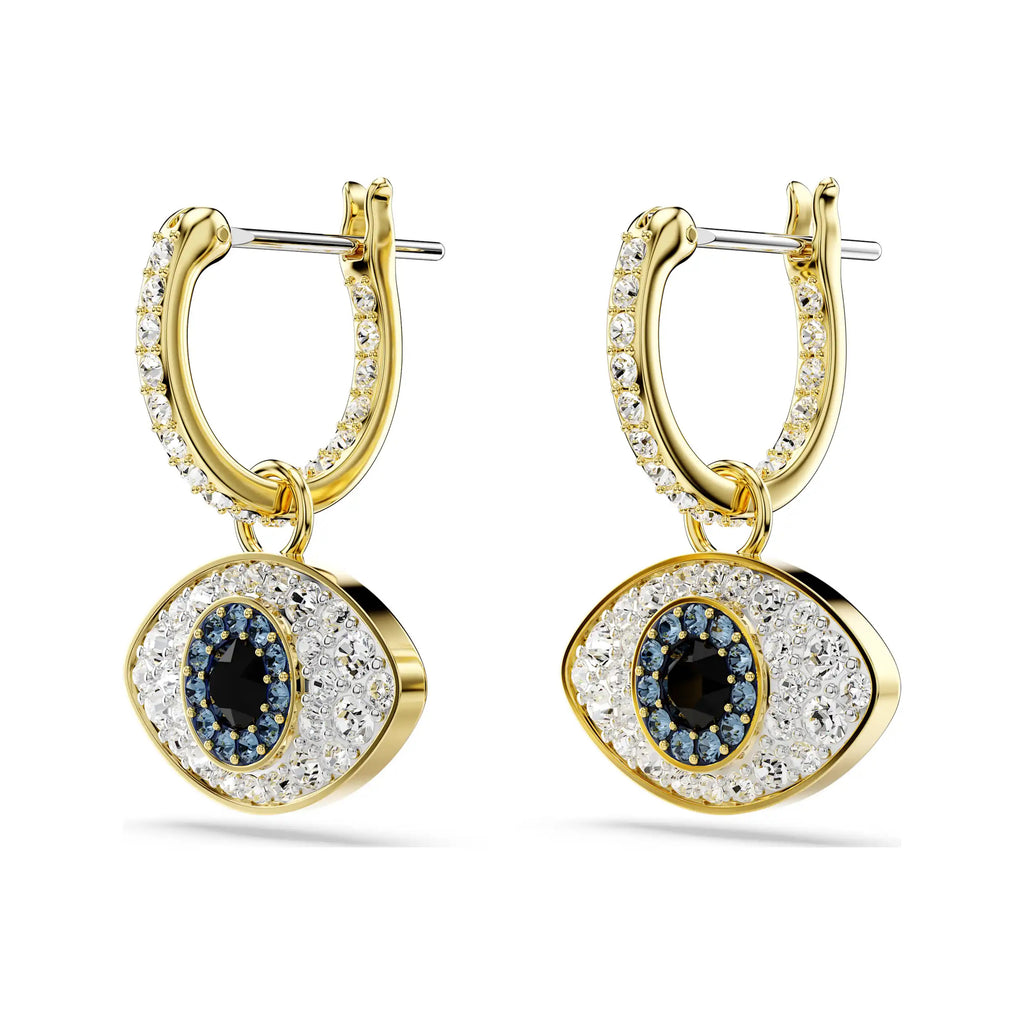 Swarovski Symbolica Evil Eye Gold Tone Crystal Hoop Earrings