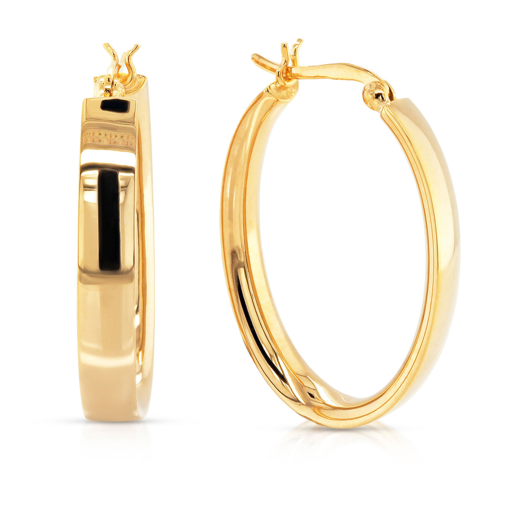 Stainless Steel Gold Tone 28mm Oval Hoop Earrings