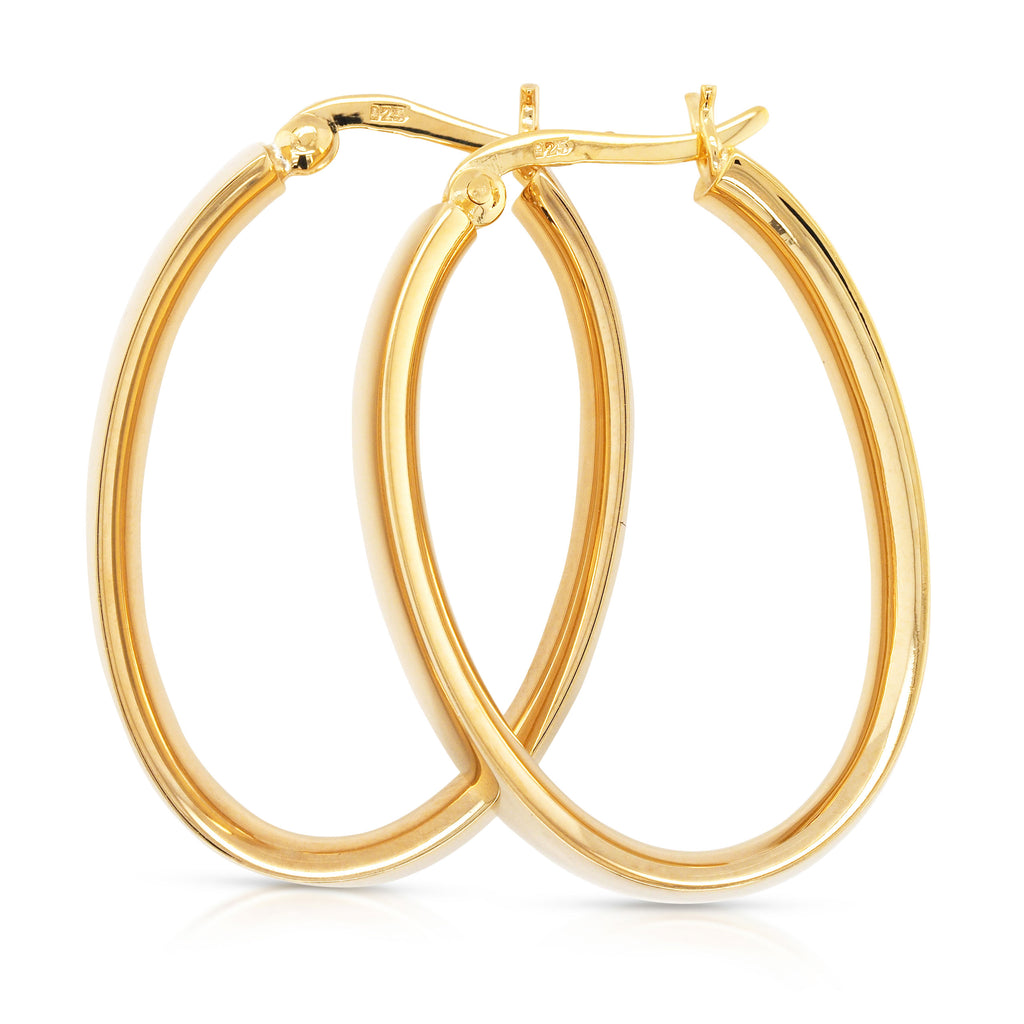 Stainless Steel Gold Tone 28mm Oval Hoop Earrings