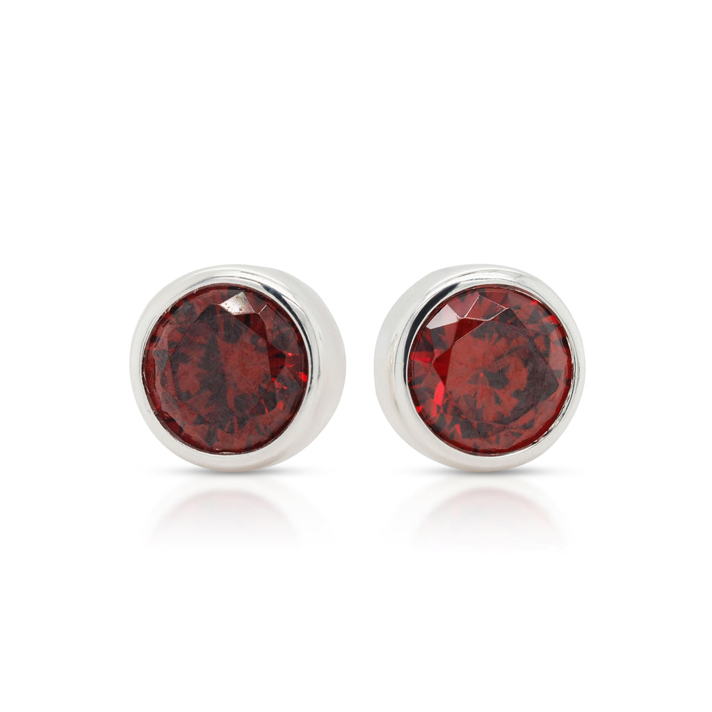 Sterling Silver Garnet-Colour Cubic Zirconia January Birthst