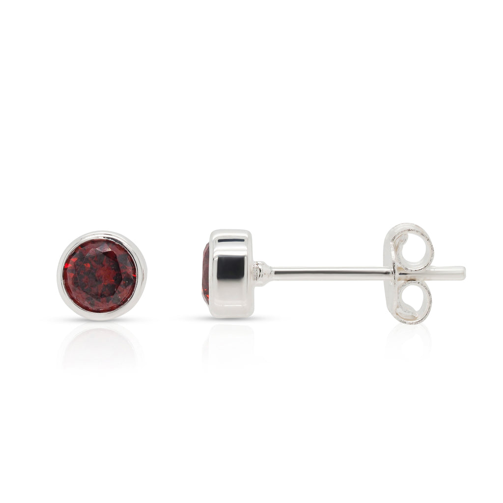 Sterling Silver Garnet-Colour Cubic Zirconia January Birthst