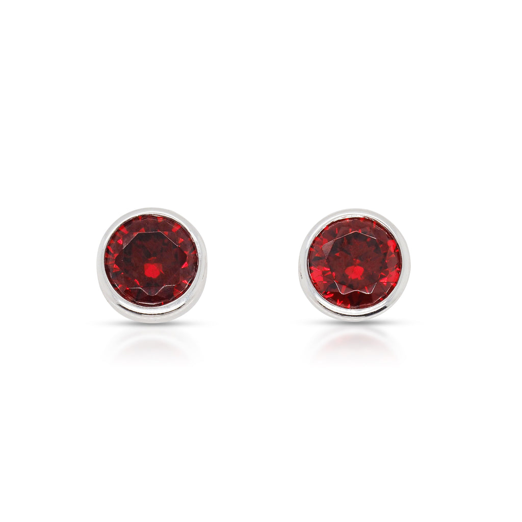 Sterling Silver Garnet-Colour Cubic Zirconia January Birthst