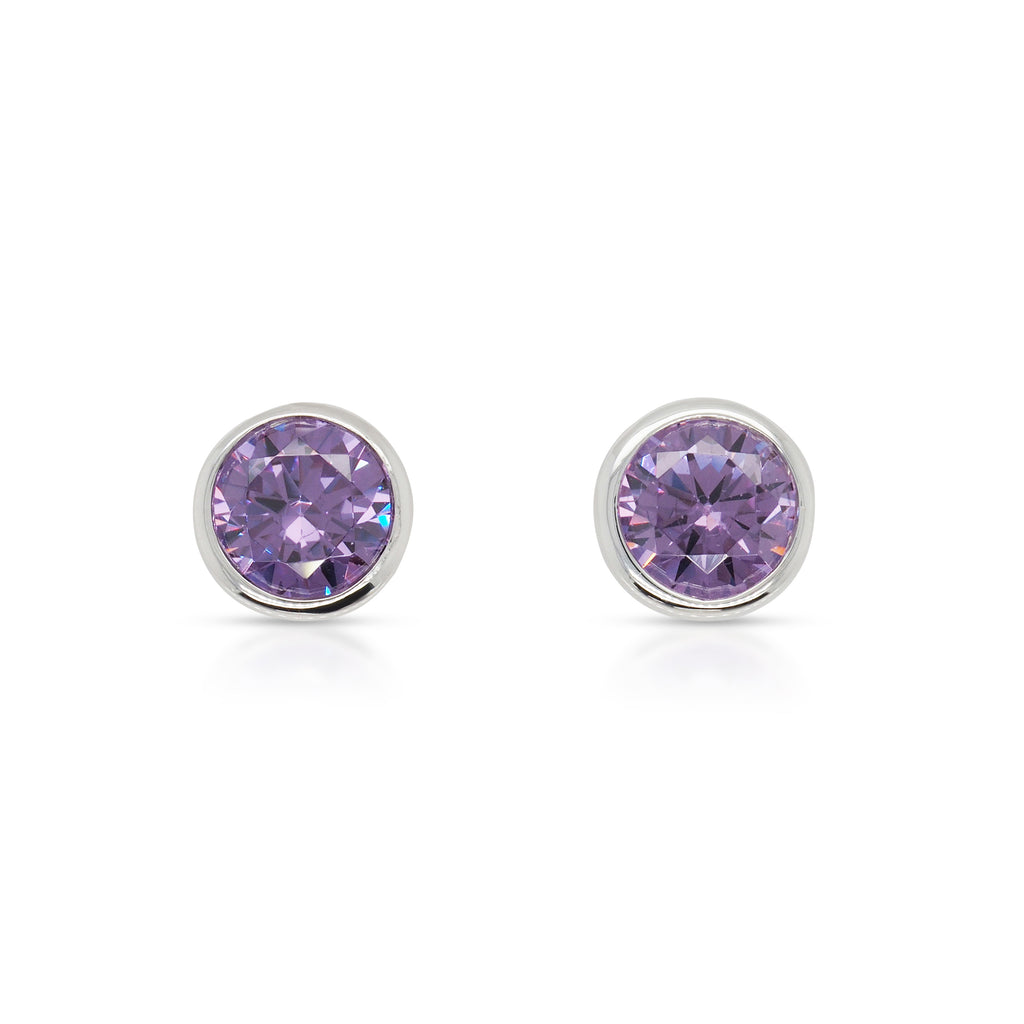 Sterling Silver Amethyst-Look February Birthstone Stud