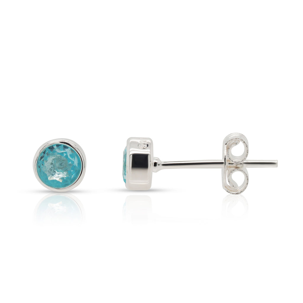 Sterling Silver Aquamarine-Colour March Birthstone Stud