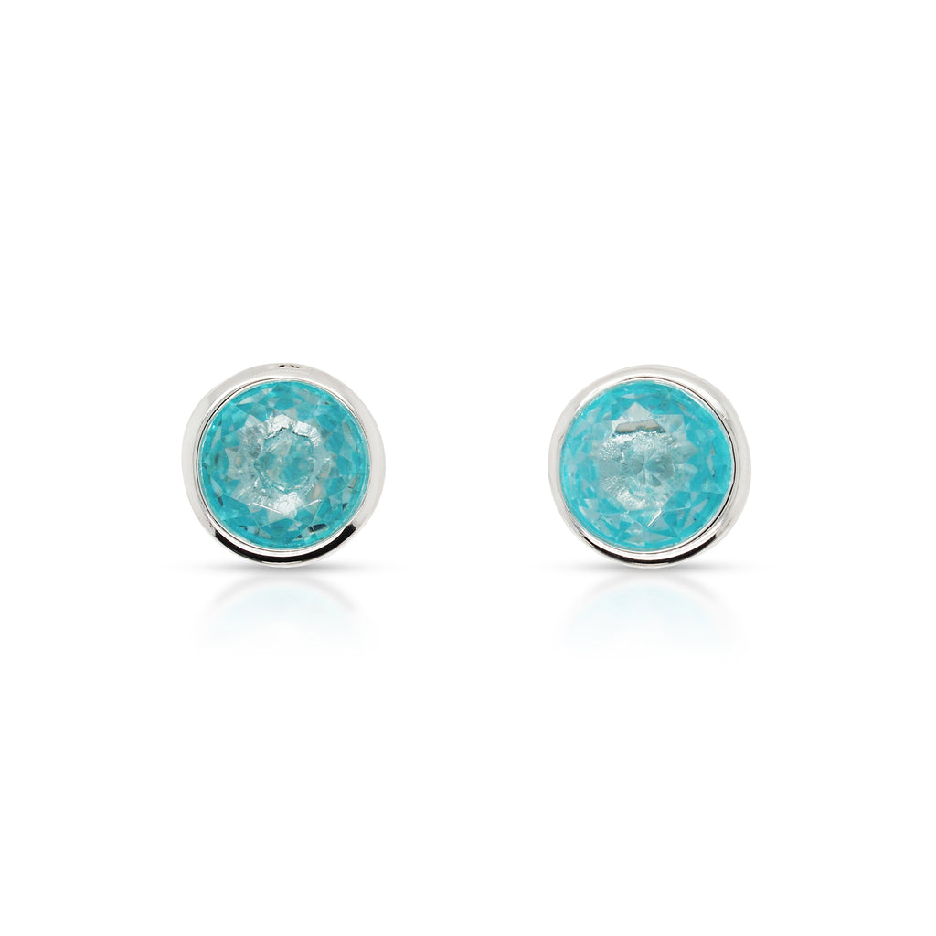 Sterling Silver Aquamarine-Colour March Birthstone Stud