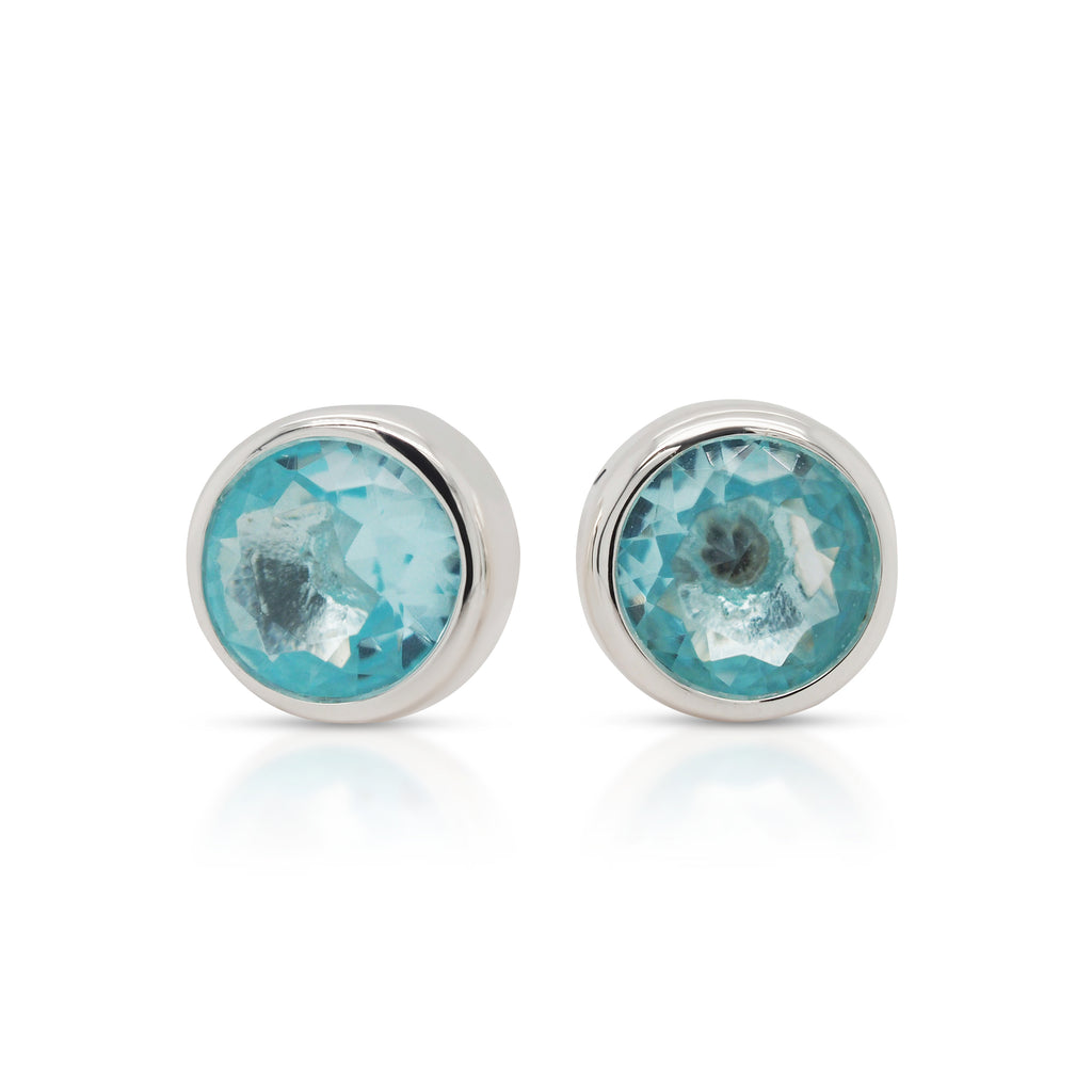 Sterling Silver Aquamarine-Colour March Birthstone Stud