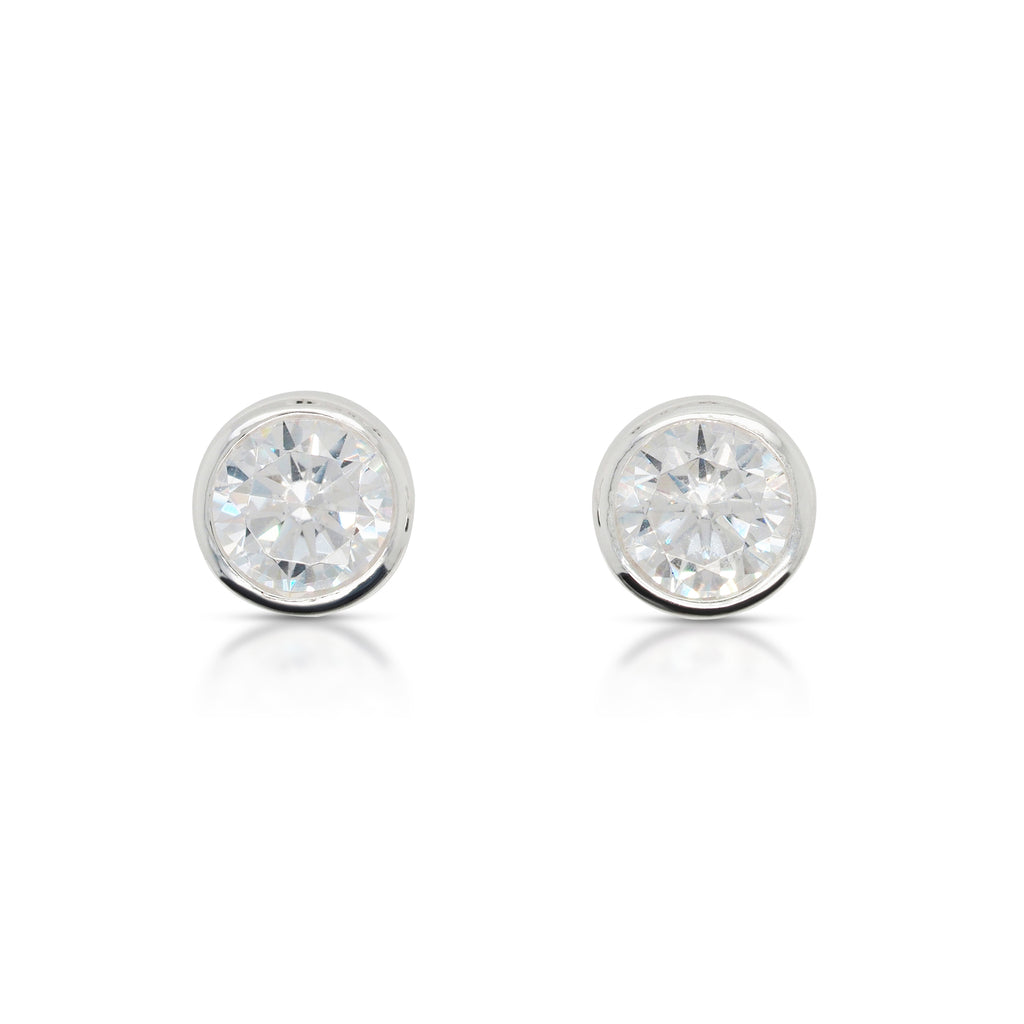 Sterling Silver White Cubic Zirconia April Birthstone Stud