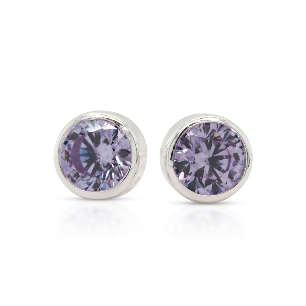 Sterling Silver Lavender Cubic Zirconia June Birthstone Stud