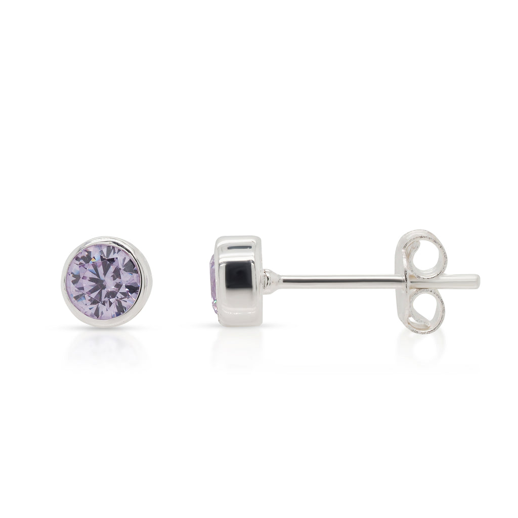 Sterling Silver Lavender Cubic Zirconia June Birthstone Stud