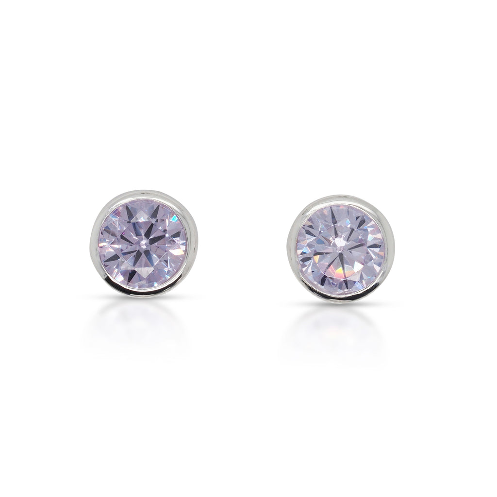 Sterling Silver Lavender Cubic Zirconia June Birthstone Stud