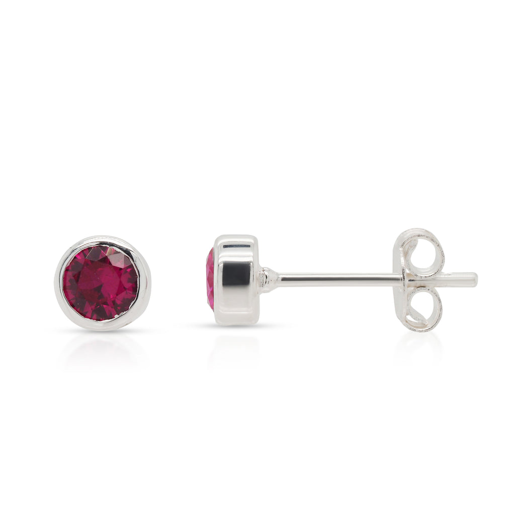 Sterling Silver Ruby-Colour Cubic Zirconia July Birthstone S