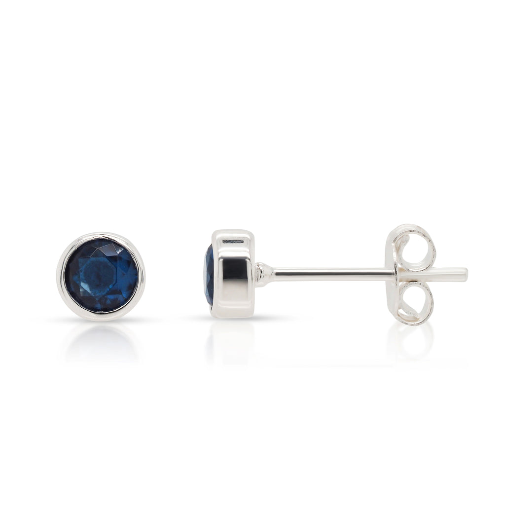 Sterling Silver Sapphire-Look September Birthstone Stud