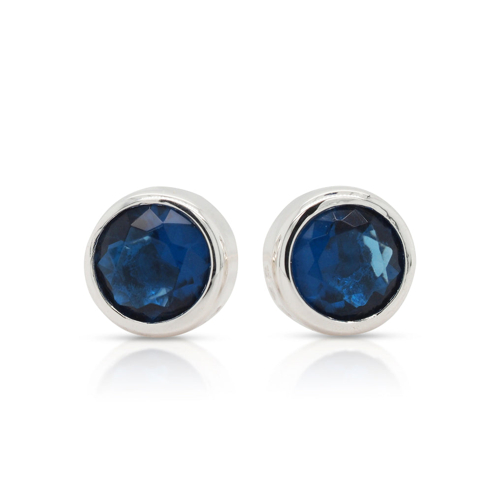 Sterling Silver Sapphire-Look September Birthstone Stud