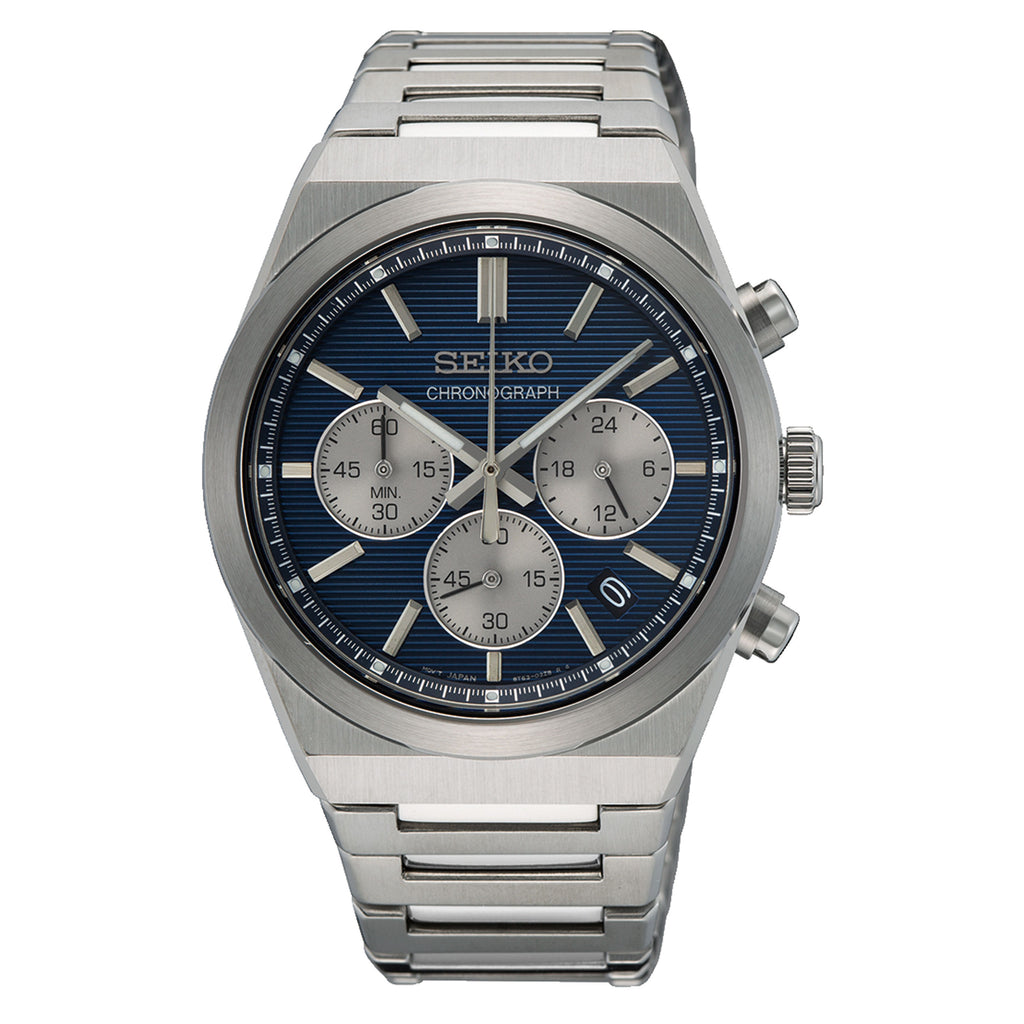 Seiko Chronograph Stainless Steel Navy Dial Watch SSB453P