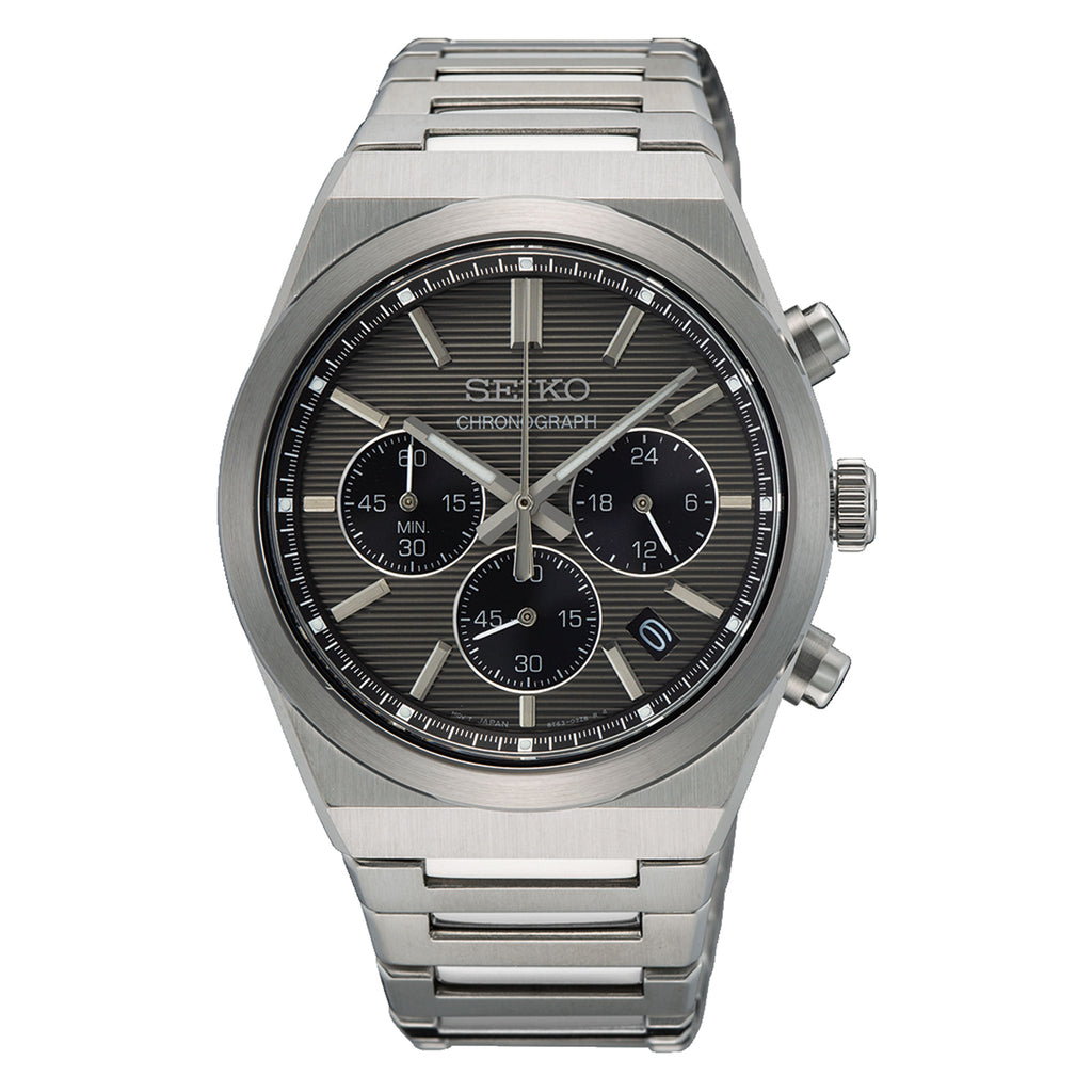 Seiko Chronograph Stainless Steel Charcoal Grey Dial Watch S