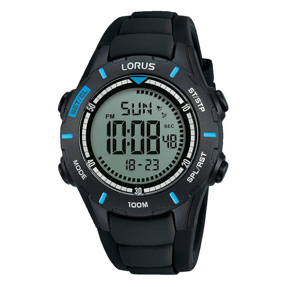 Lorus Black & Blue Digital Sports Watch R2367MX-9