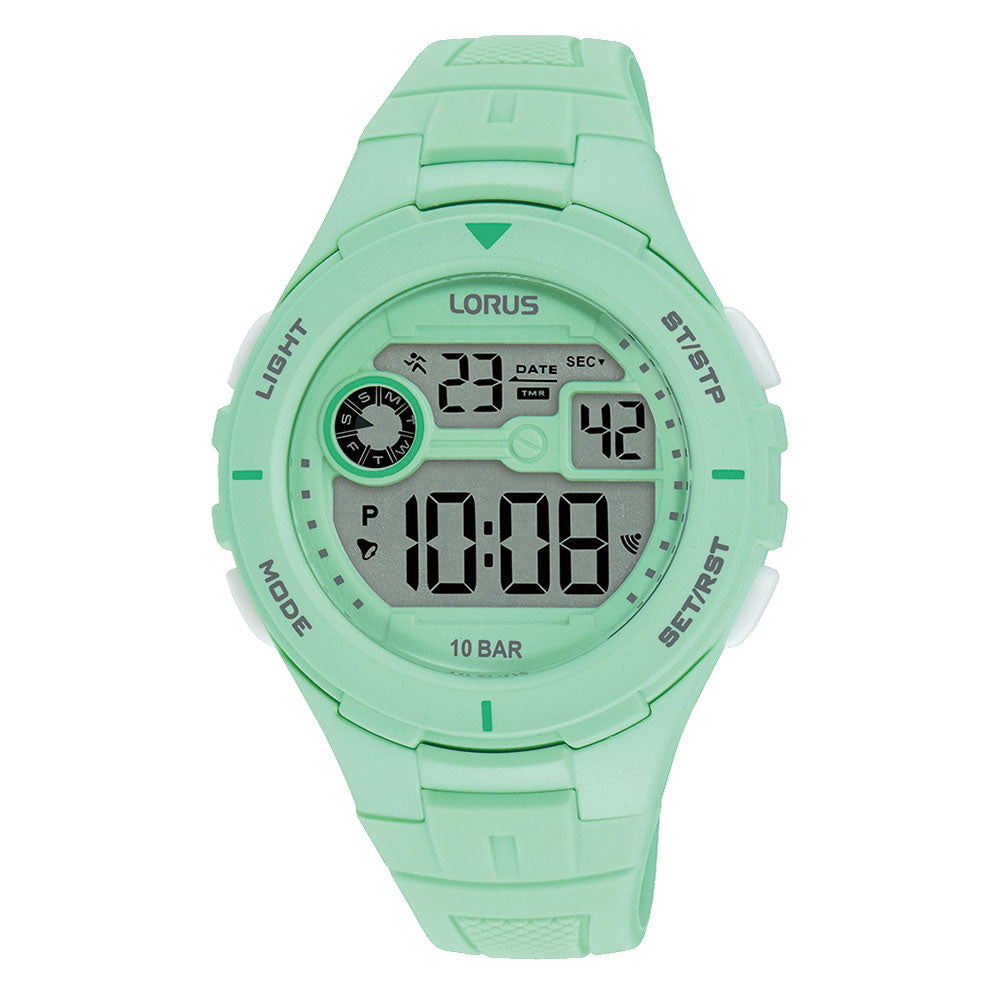 Lorus Digital Multi-Timer Mint Green Silicone Watch R2385PX-