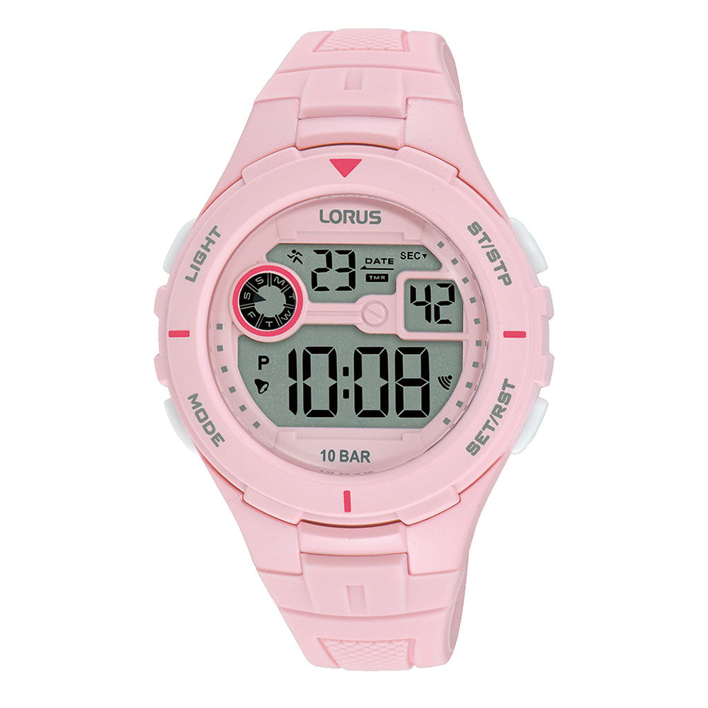 Lorus Digital Multi-Timer Pink Silicone Watch R2387PX-9