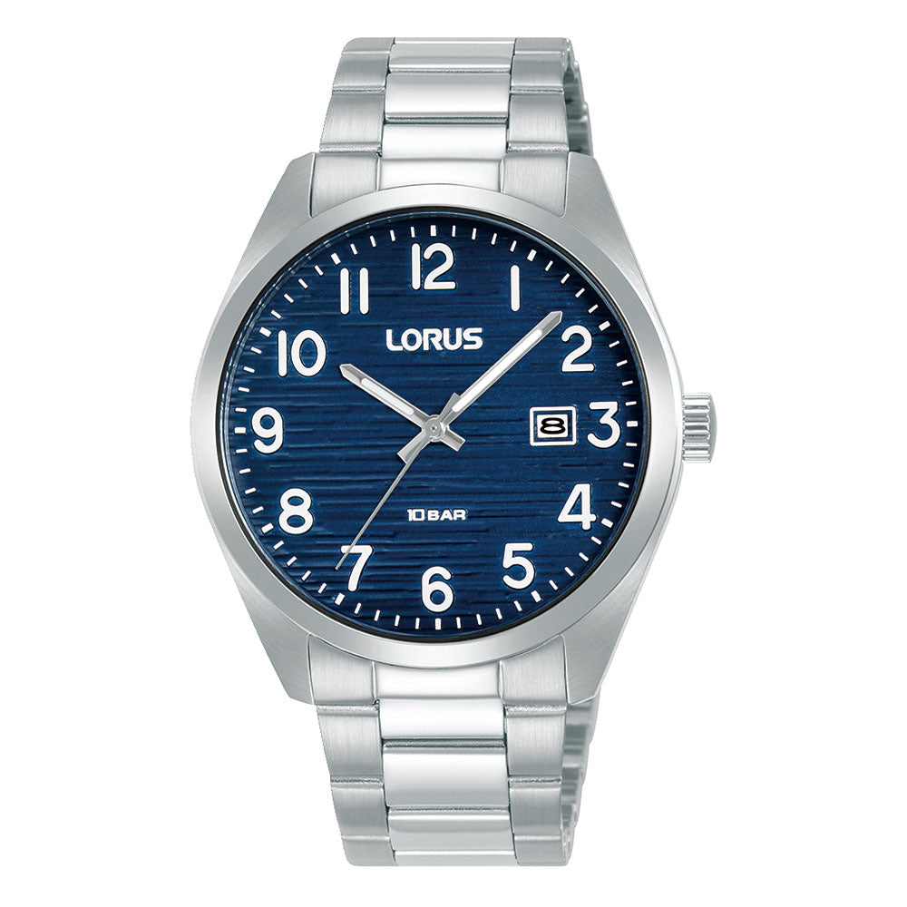 Lorus Stainless Steel Textured Blue Dial with Date Watch RH9