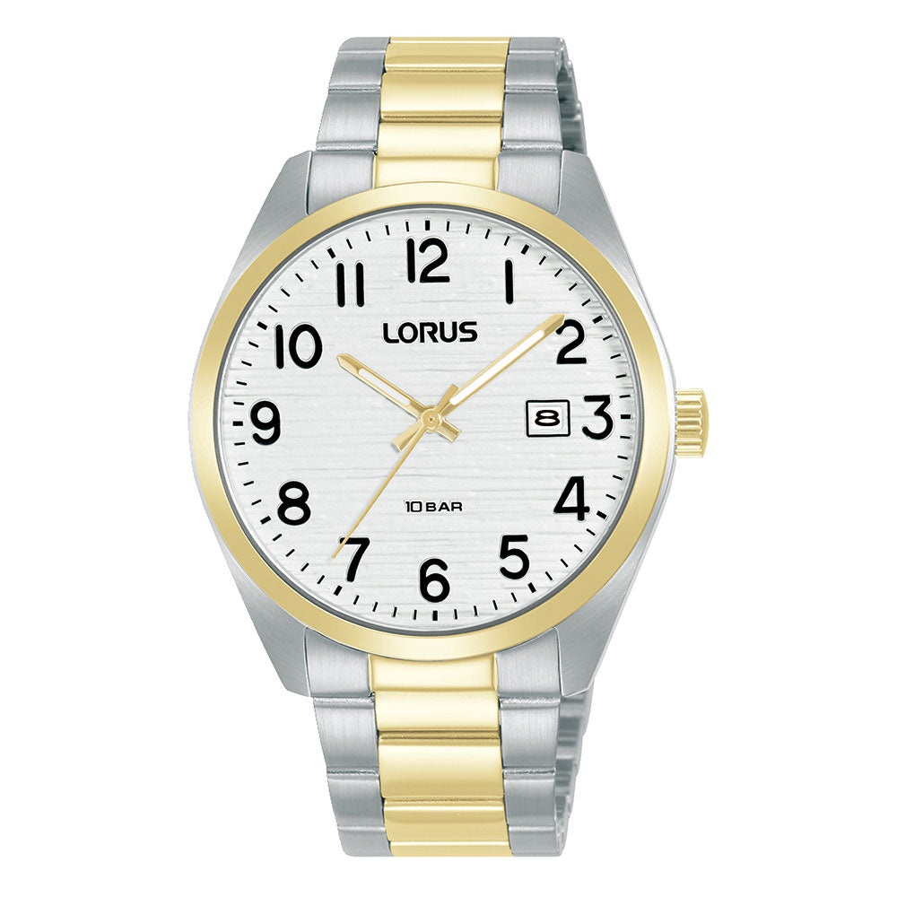 Lorus Duo-Tone Stainless Steel Textured Dial Analogue Watch