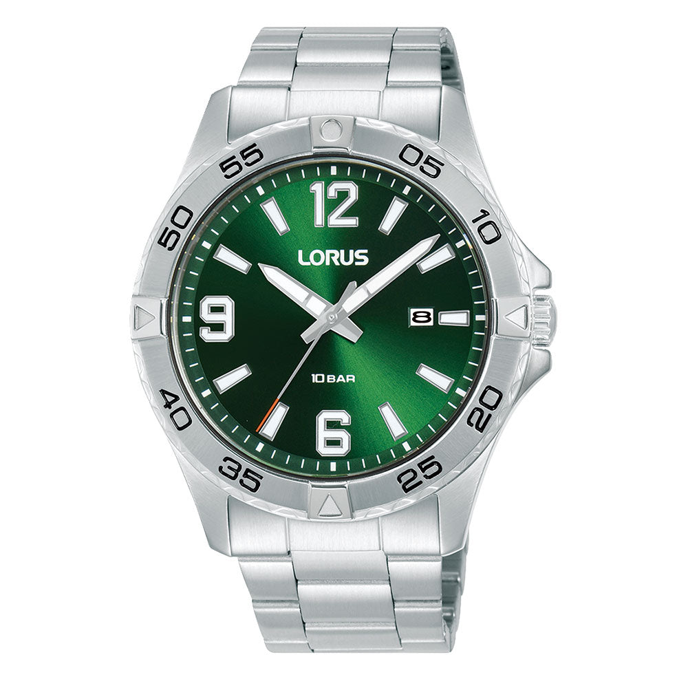 Lorus Stainless Steel Emerald Green Dial Watch RH987QX-9