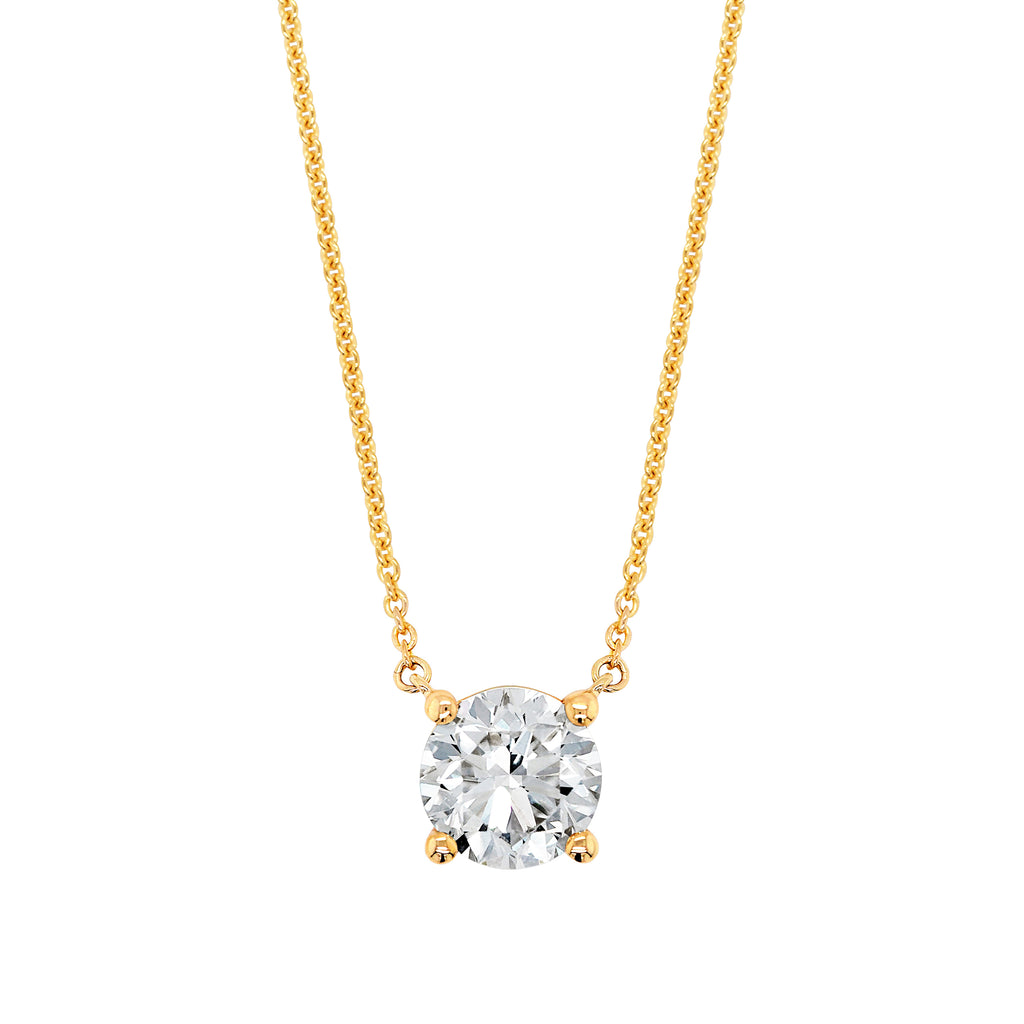 9ct Yellow Gold Lab Grown 1CT Diamond Solitaire Necklet