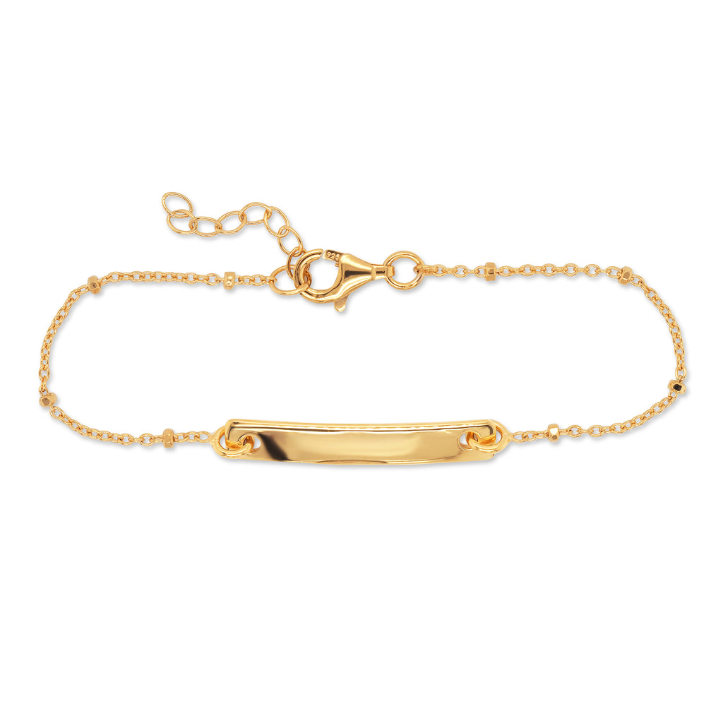 Gold Tone Sterling Silver Cable Chain Children's ID Bracelet