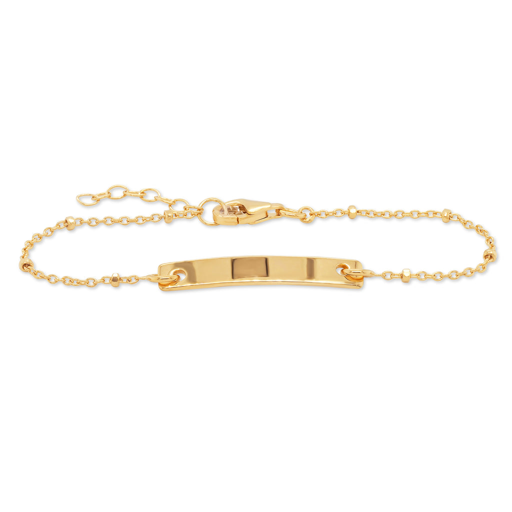 Gold Tone Sterling Silver Cable Chain Children's ID Bracelet