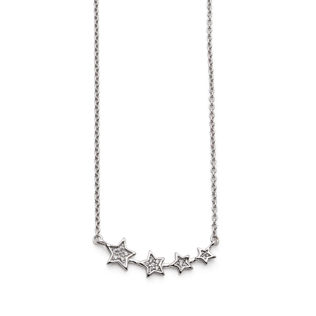 Sterling Silver Cubic Zirconia Star Cable Chain Necklet