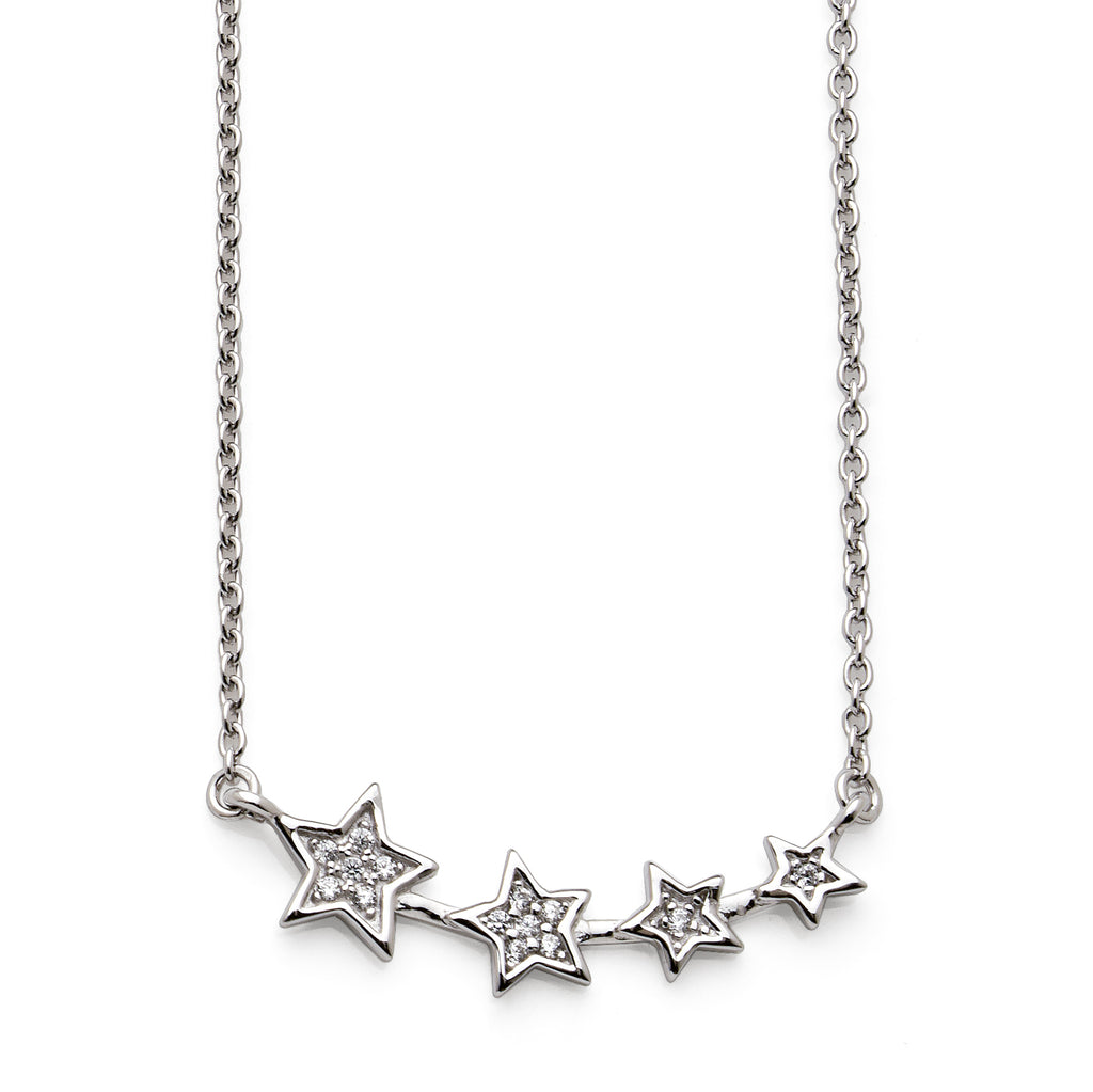 Sterling Silver Cubic Zirconia Star Cable Chain Necklet