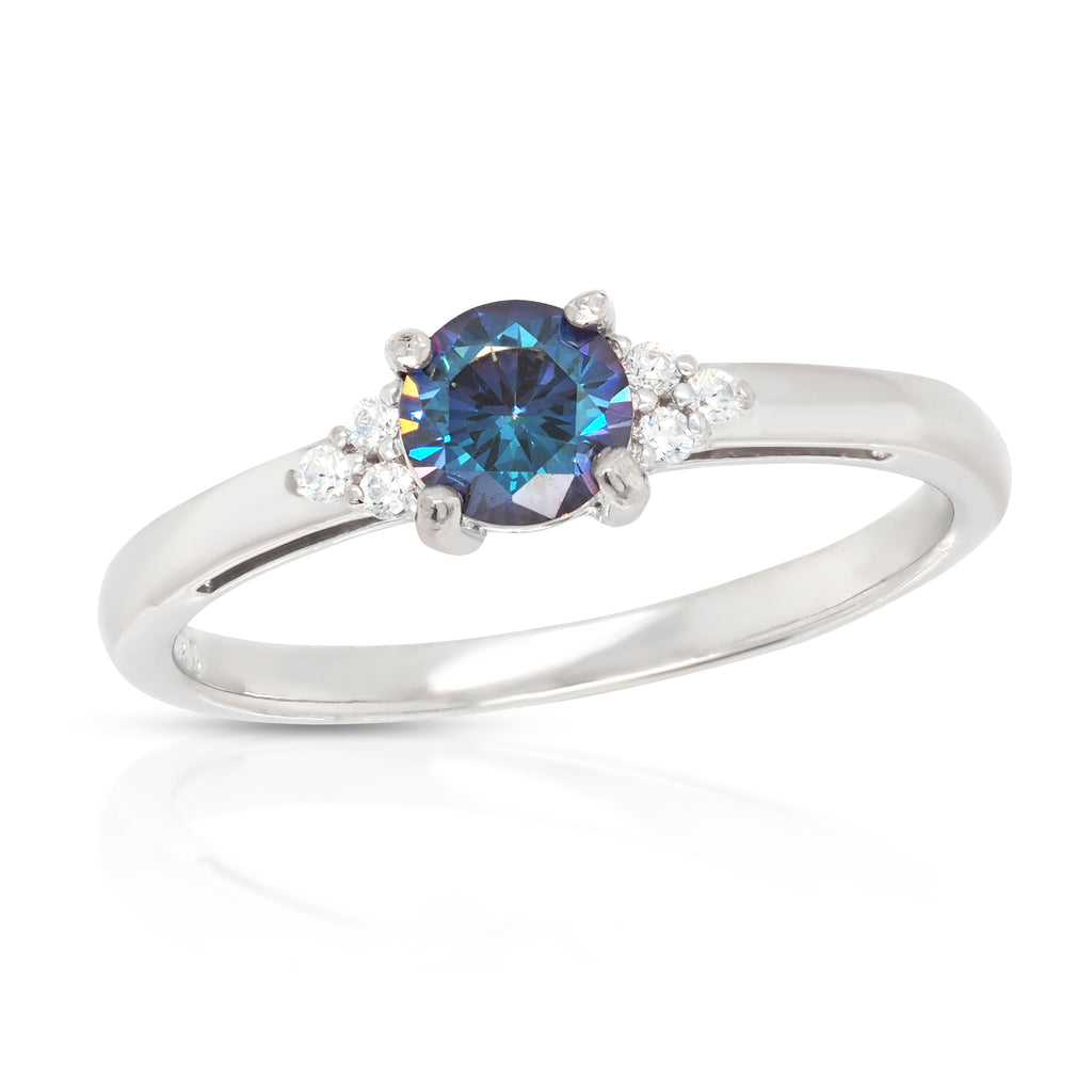 Sterling Silver Mystic Blue Cubic Zirconia Ring