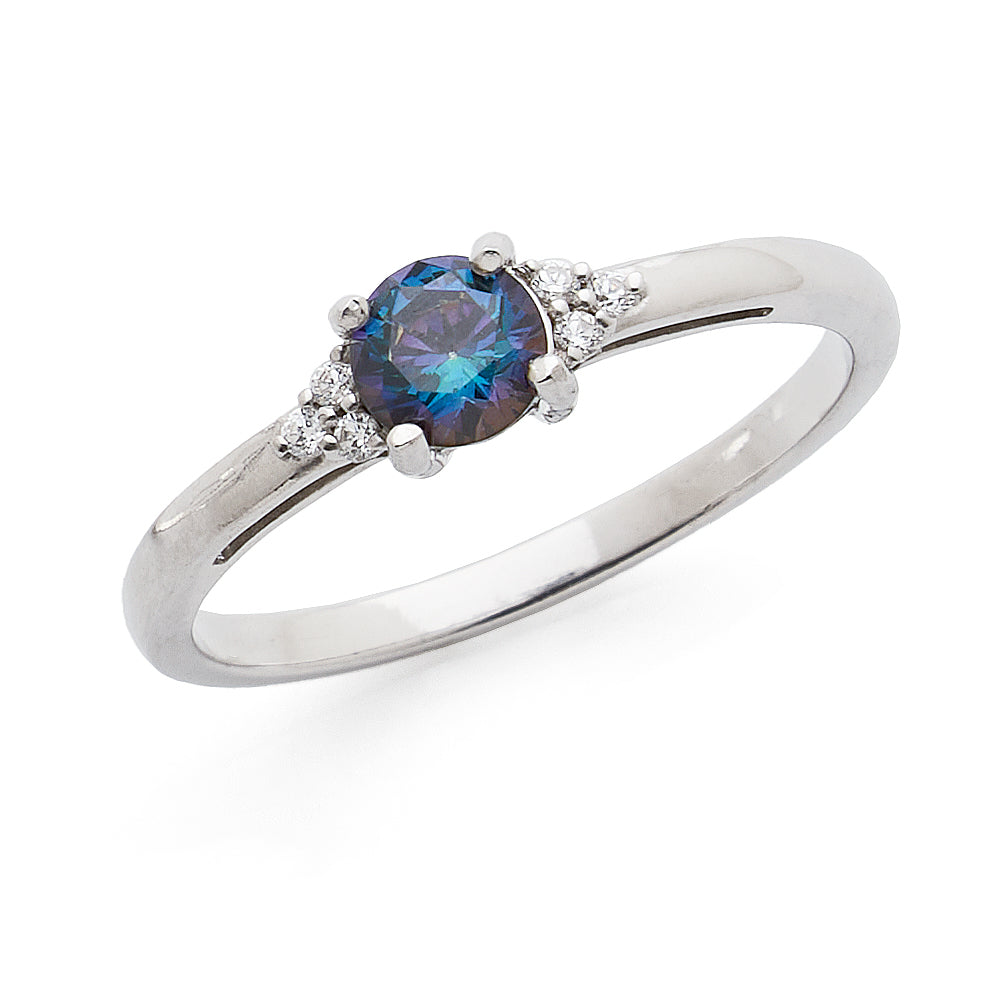 Sterling Silver Mystic Blue Cubic Zirconia Ring