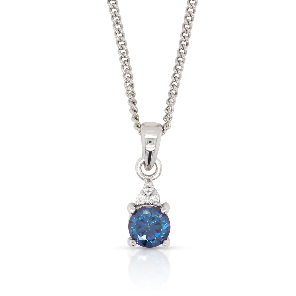 Sterling Silver Mystic Blue Cubic Zirconia Pendant