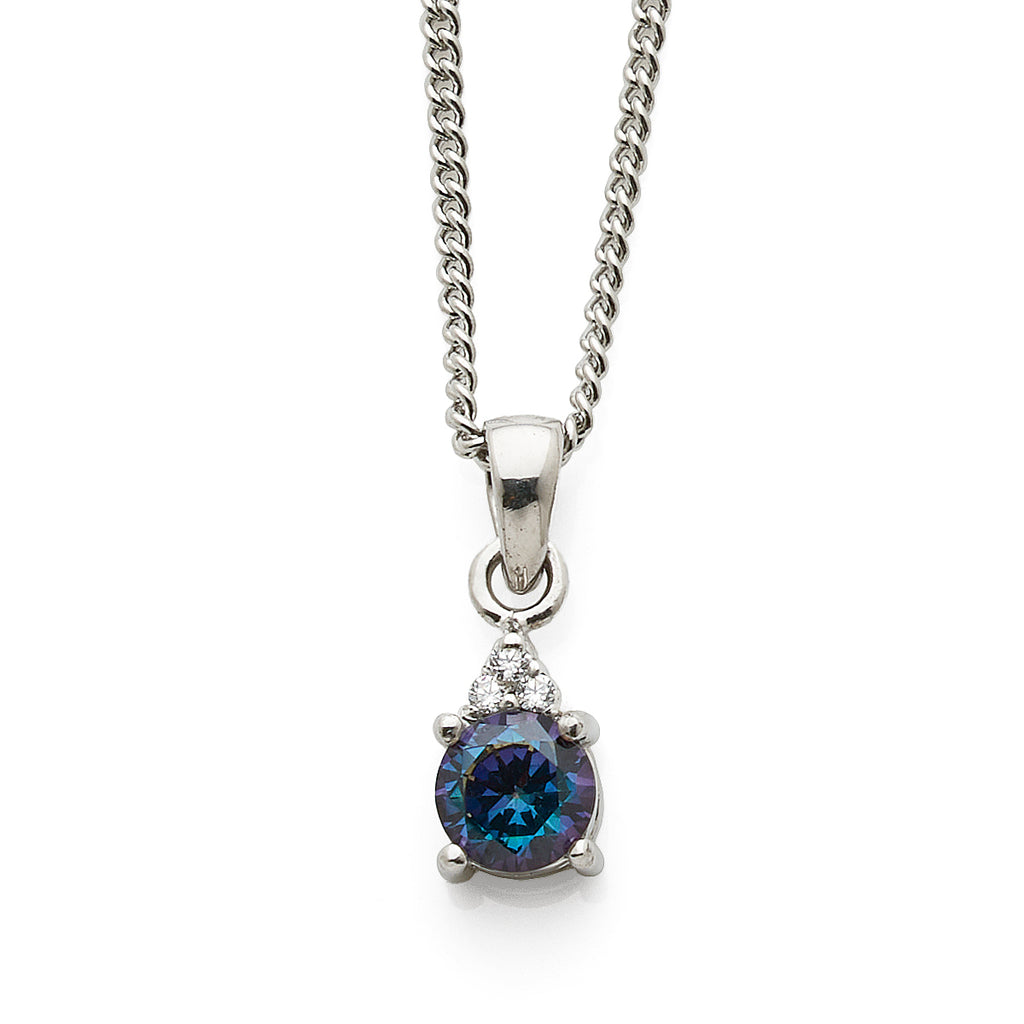 Sterling Silver Mystic Blue Cubic Zirconia Pendant