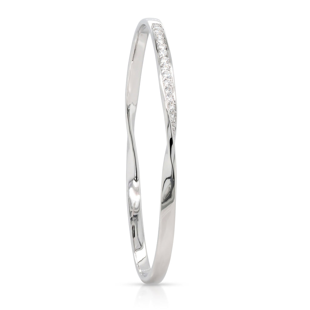 Sterling Silver Cubic Zirconia Twist Oval Bracelet