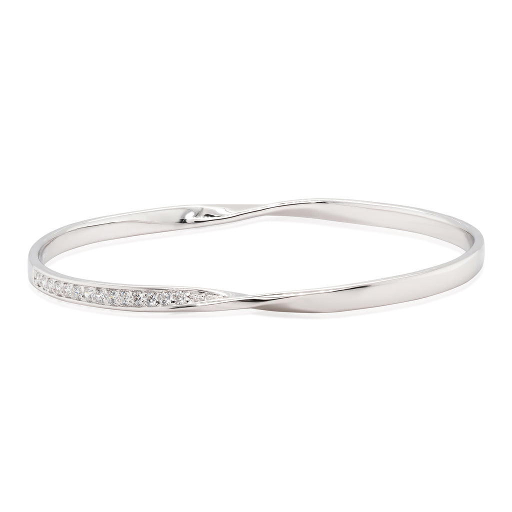 Sterling Silver Cubic Zirconia Twist Oval Bracelet