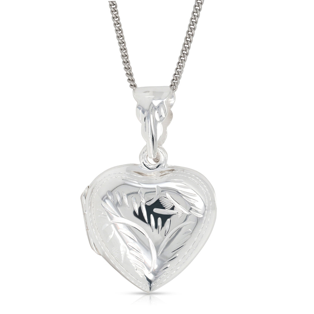 Sterling Silver 20mm Etched Pattern Heart Locket