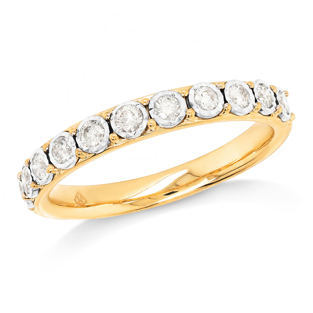 9ct Yellow Gold Illusion Set Diamond Wedding Band TDW 0.33CT