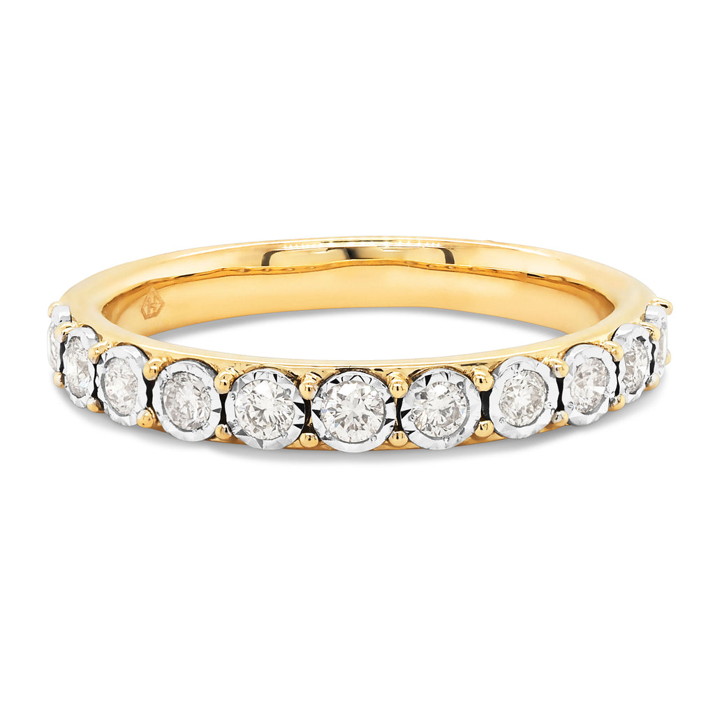 9ct Yellow Gold Illusion Set Diamond Wedding Band TDW 0.33CT