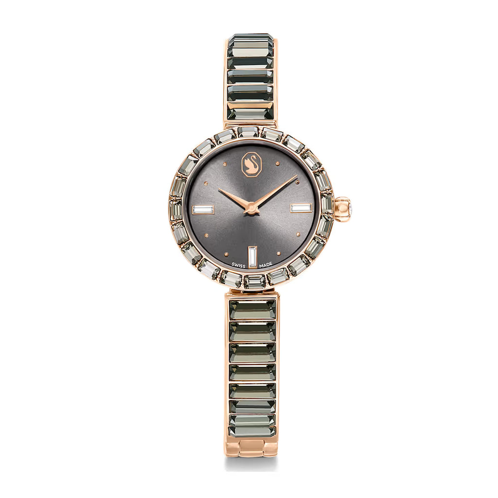 Swarovski 'Matrix' Rose-Tone Grey Crystal Bangle Watch 56798